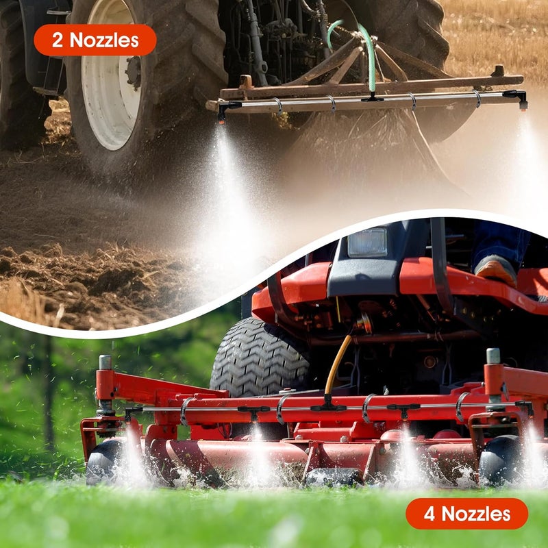 JINIOHEE 4 Nozzles Metel Boom Wand with 1/4" and 3/8" Brass Fitting, Sprayer Boom Equipped with Two Types Nozzles, Durable Metal Rods, Wide-Coverage Agricultural & Lawn Spray Attachment for Tractors/UTVs - Image 4